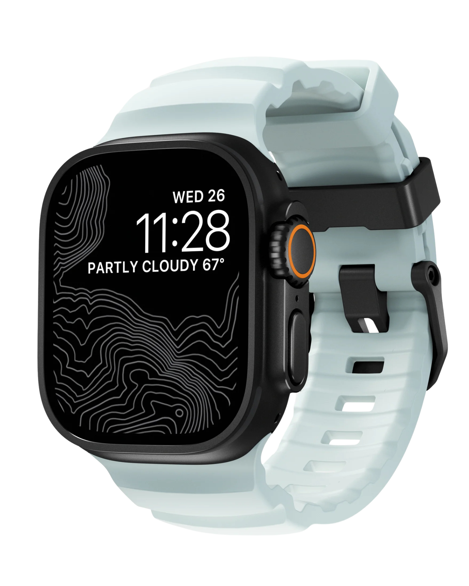 Ремешок Nomad Rocky Point Band Black Titanium Hardware Icy Blue Glow 46mm/49mm (NM014445858)